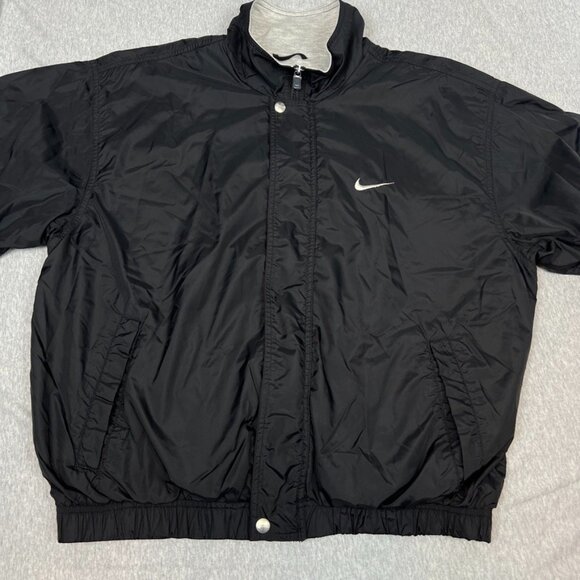 Vintage 90s Nike Windbreaker Single Swoosh Black Jacket Men's Size Medium - Picture 2 of 12